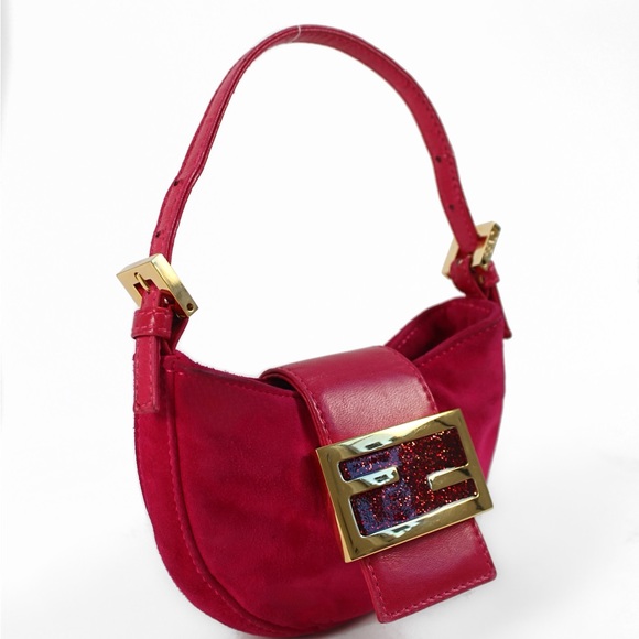 Fendi 💝 Pink Suede Mini Croissant Bag - Picture 3 of 10